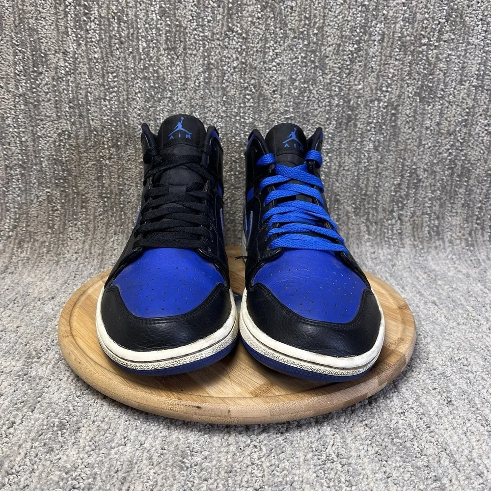 Jordan Air Jordan 1 Men Size 10.5 Mid Hyper Royal Black Blue Sneakers 554724-077